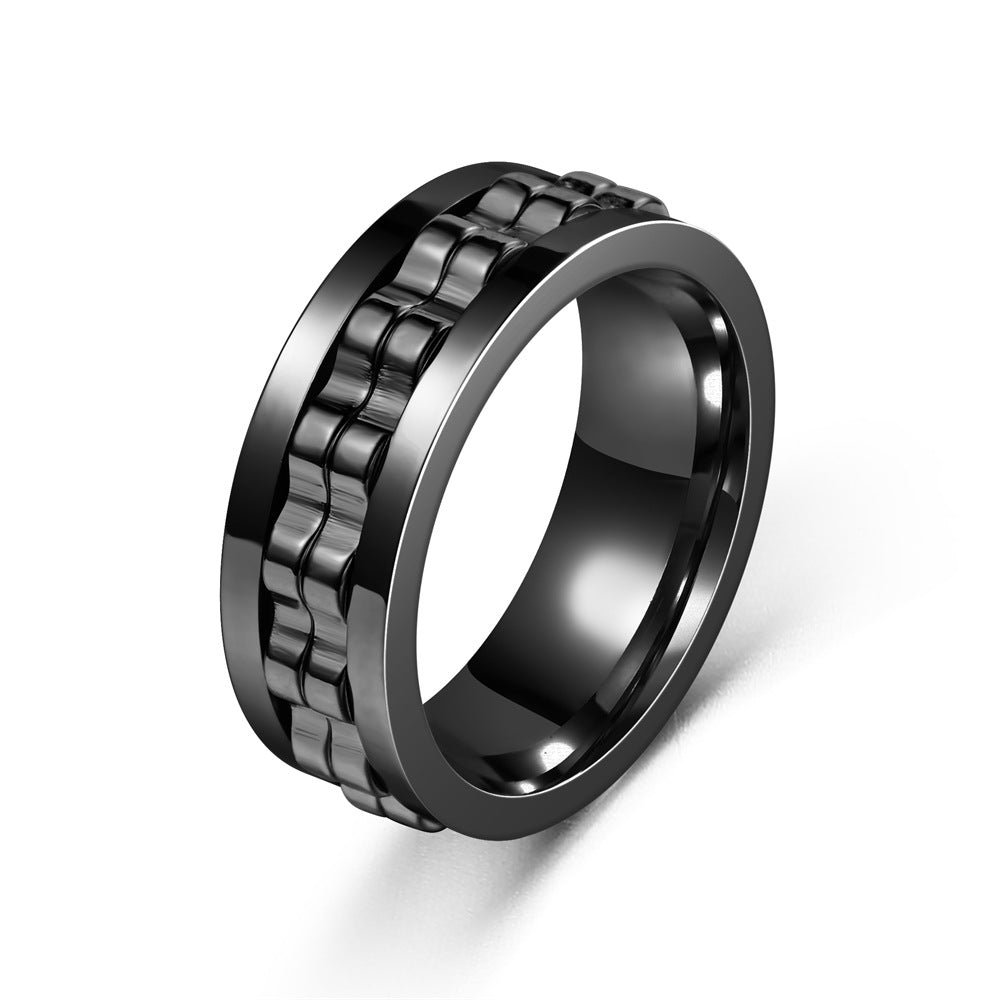 Anti-Stress Spinner Ring | Gear Design | Stainless Steel | 8 Colors | Sizes 6-13