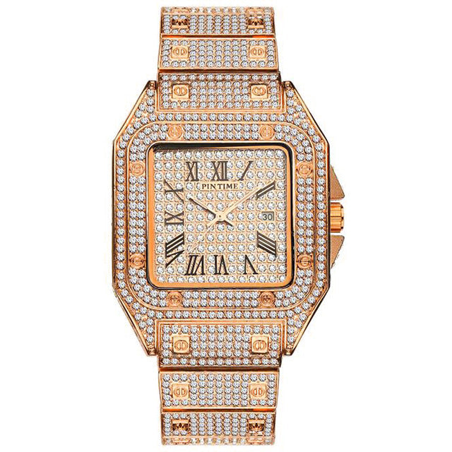 Reloj Cuarzo Cuadrado con Diamantes