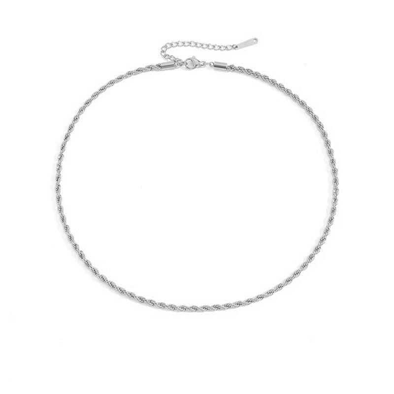 Twisted Chain Necklace | Stainless Steel | Silver, Gold & Rose Gold | 3mm & 4mm | Women's Fashion