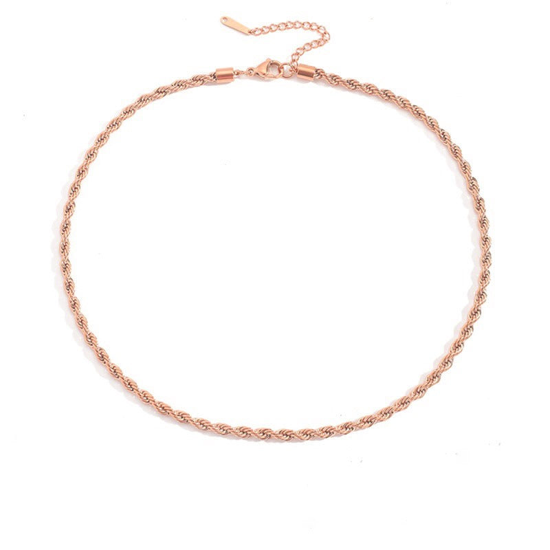 Twisted Chain Necklace | Stainless Steel | Silver, Gold & Rose Gold | 3mm & 4mm | Women's Fashion