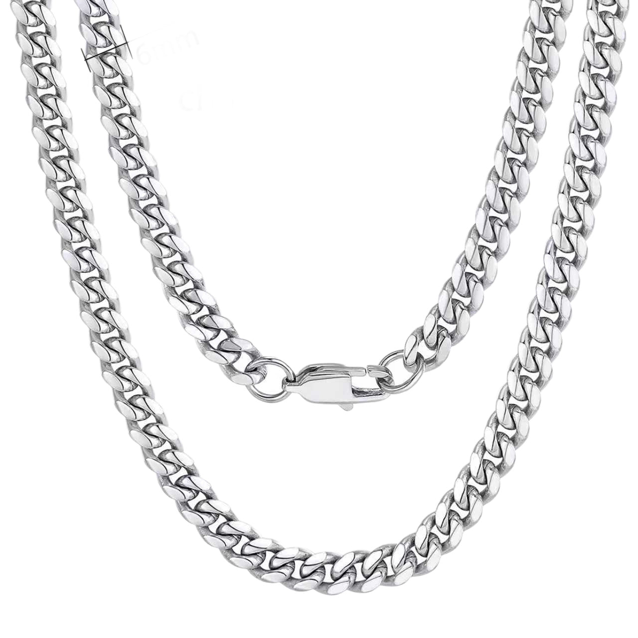 Cuban Link Chain | Stainless Steel | Double-Sided Polish | Wooden Gift Box Included | White Gold & Yellow Gold