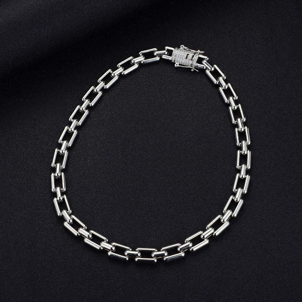 Jewelry 11mm Zinc Alloy Rhinestone Cuban Chain Personality Hip Hop Bracelet Simple Fashion Trend Jewelry