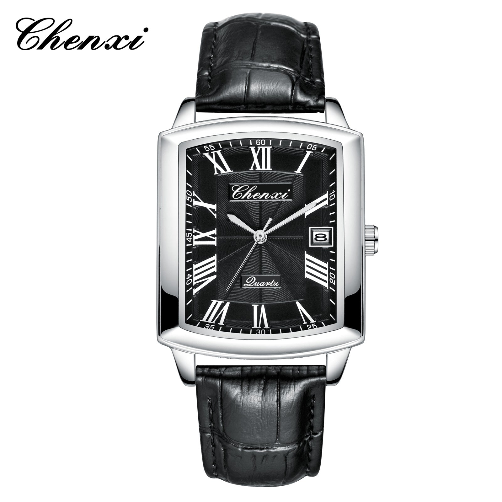 Couple's Casual Rectangular Watch | Genuine Leather Strap | Calendar & Night Light | His & Hers | CHENXI