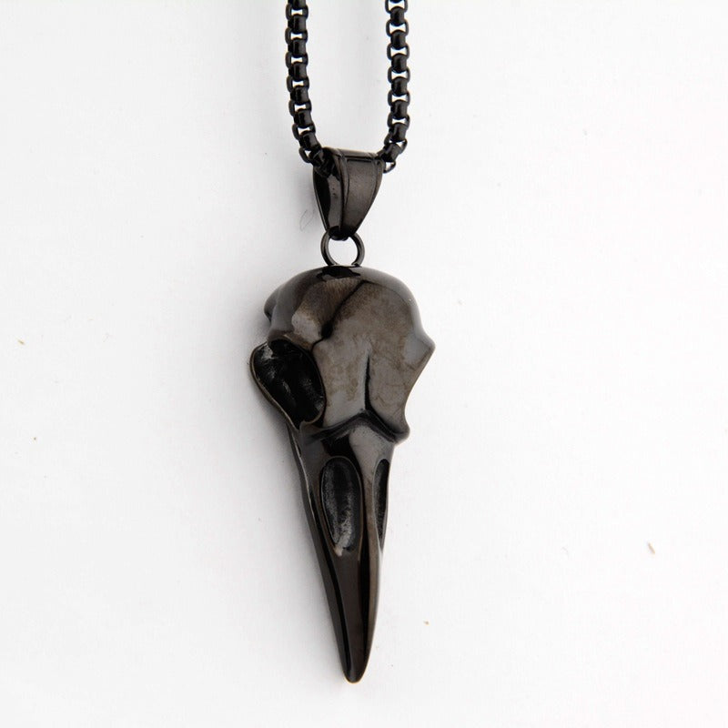Crow Head Pendant Necklace | Titanium Steel | Silver, Gold & Black | 60-70cm Chain | Hip-Hop Unisex Jewelry