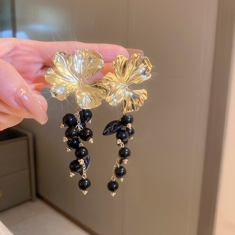 Luxury Tassel Earrings | Metal | Black | Women's Light Luxury Statement Earrings