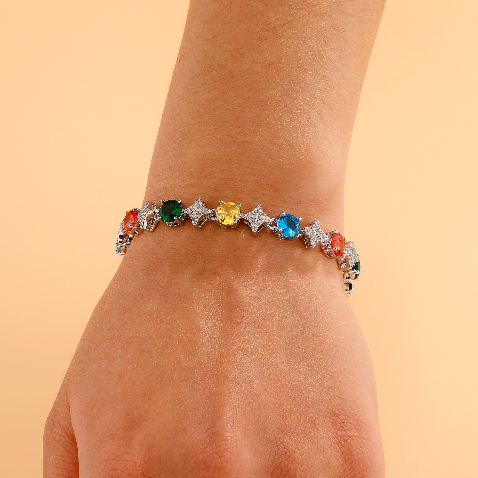 4MM Tennis Chain, 6MM Copper Zirconia Star Hip-hop Necklace, 8MM Starburst Bracelet Anklet, Factory