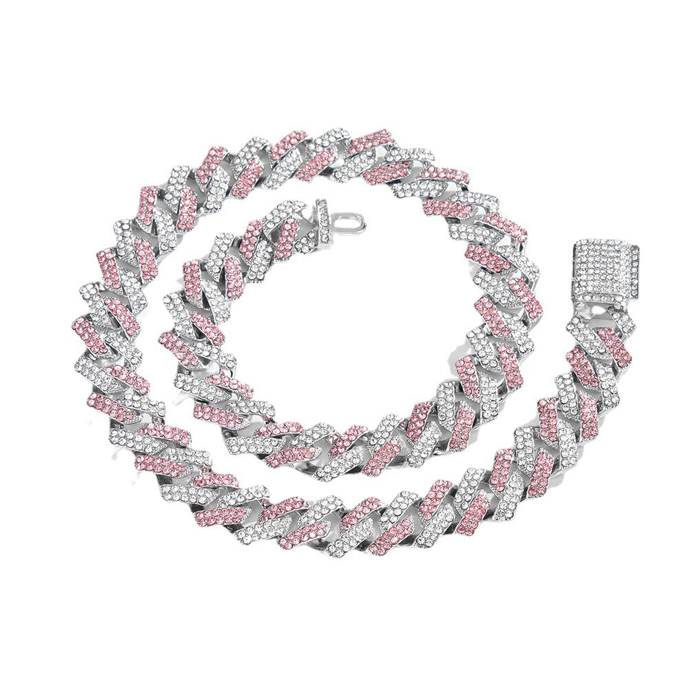 Cadena Cubana 15mm Full Diamantes