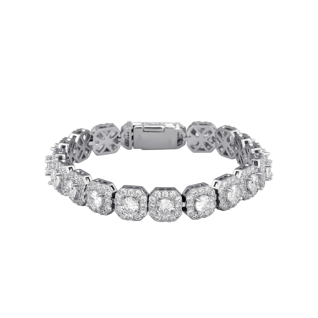 Fashion Trendy Ice Sugar Chain Cuban Chain Ice Sugar Link 5A Zircon Tennis Bracelet Flip Cover Men's Trendy Bracelet