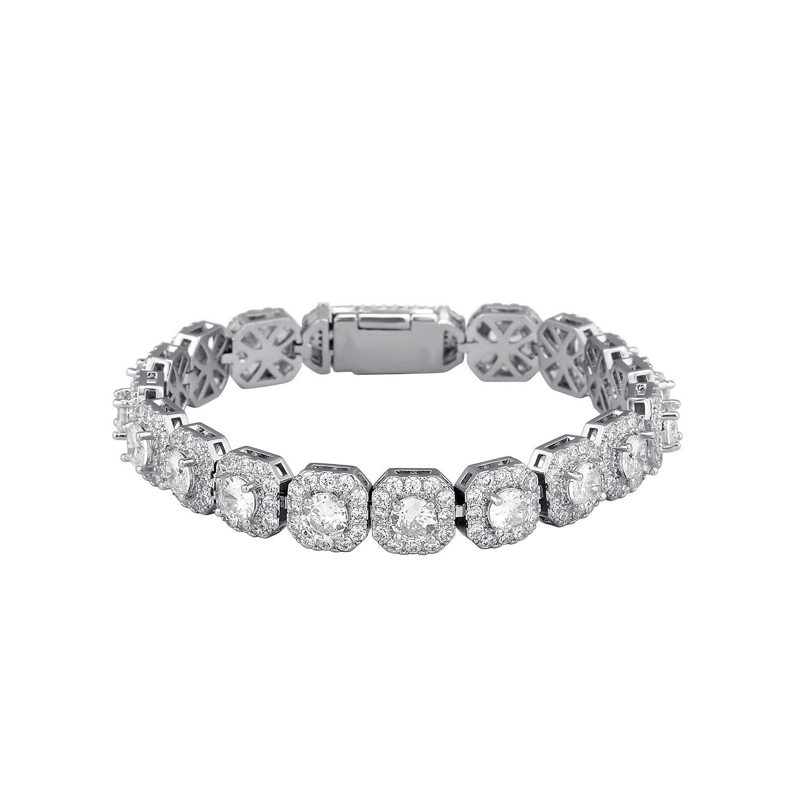 Fashion Trendy Ice Sugar Chain Cuban Chain Ice Sugar Link 5A Zircon Tennis Bracelet Flip Cover Men's Trendy Bracelet