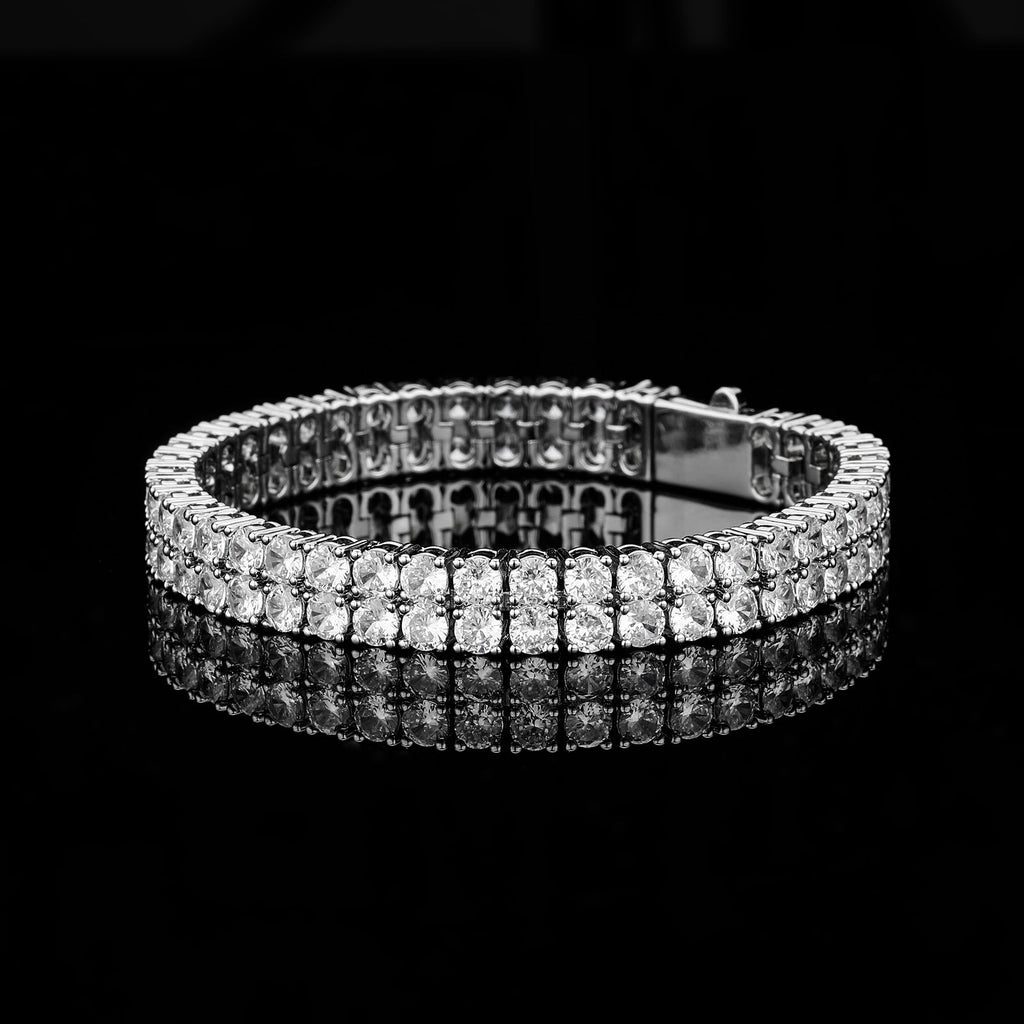 Hip Hop  Double-row 10mm Copper Micro-paved Zircon Bracelet, Hip Hop Bracelet, Personality Tennis Chain
