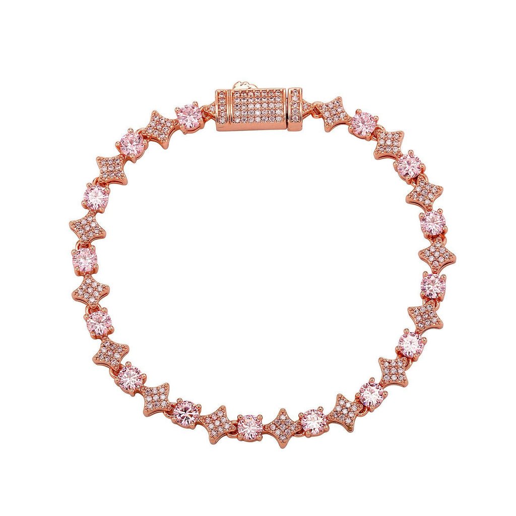 4MM Tennis Chain, 6MM Copper Zirconia Star Hip-hop Necklace, 8MM Starburst Bracelet Anklet, Factory