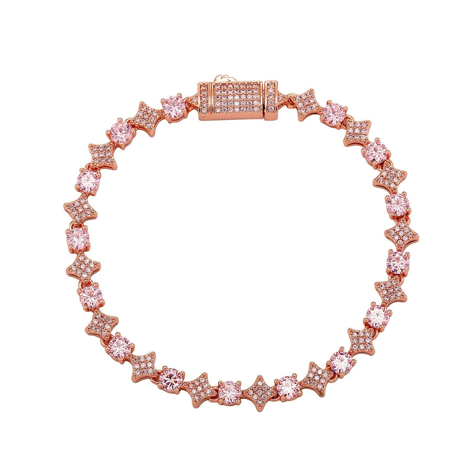 4MM Tennis Chain, 6MM Copper Zirconia Star Hip-hop Necklace, 8MM Starburst Bracelet Anklet, Factory