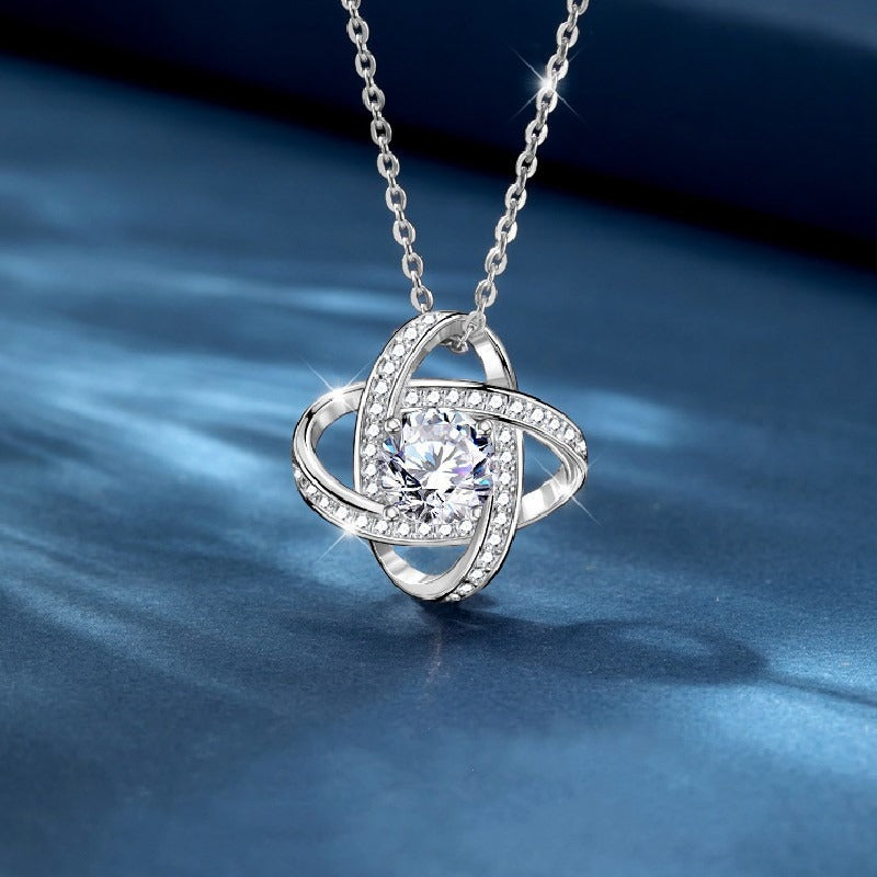 Four-Leaf Clover Necklace | 925 Sterling Silver | Diamond Pendant | Gold & White Gold | Lucky Charm Jewelry