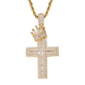 Crown & Cross Pendant | Hip-Hop Streetwear | Gold or Silver | Men's Jewelry