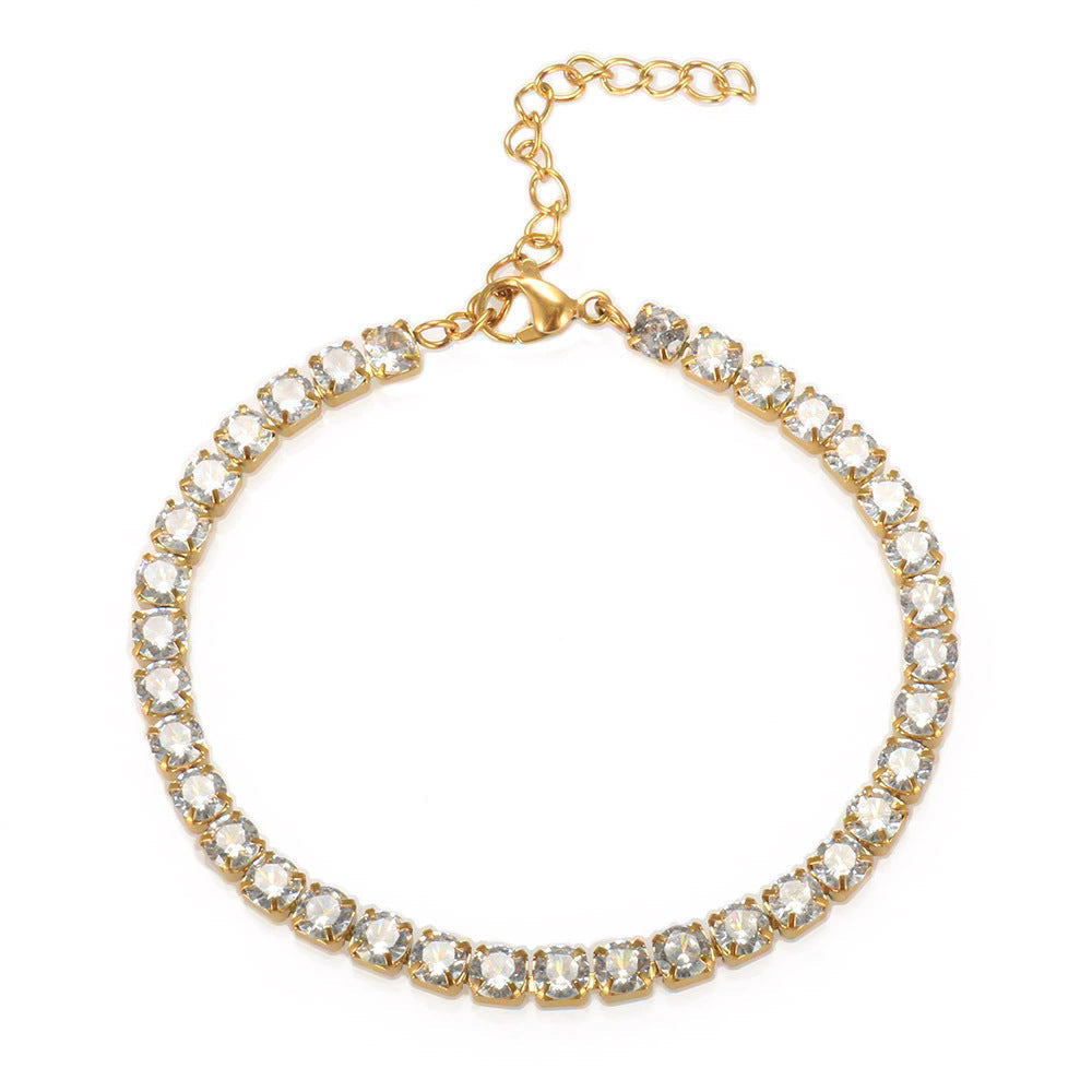 Tennis Bracelet | Crystal Diamond Style | Gold & Silver | Adjustable 17+5cm | Unisex