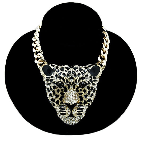 Halloween Leopard Head Iced Out Pendant Necklace For Women Hip Hop Jewelry Mens Cuban Link Chain Gothi Trend Jewelry Gift