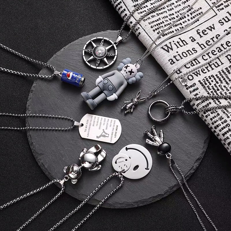 Hip-Hop Animal Pendant Necklace | Titanium Steel Box Chain | Vintage Finish | 51-80cm | Unisex | 80+ Designs