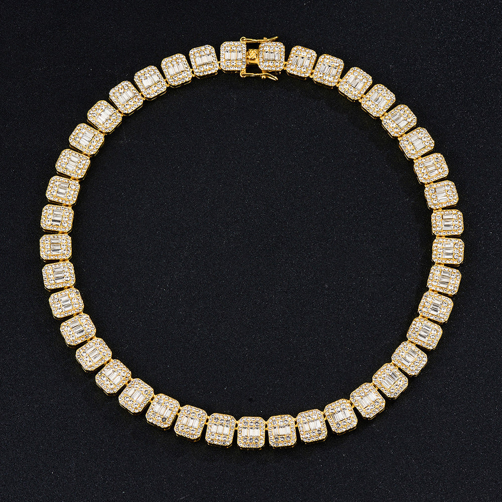 Square Cuban Chain | AAA Crystal | 12mm | Gold & Silver | Bracelet or Necklace | Hip-Hop Women's Jewelry