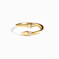 925 Sterling Silver Bypass Ring with Zircon | Gold-Plated Open Ring