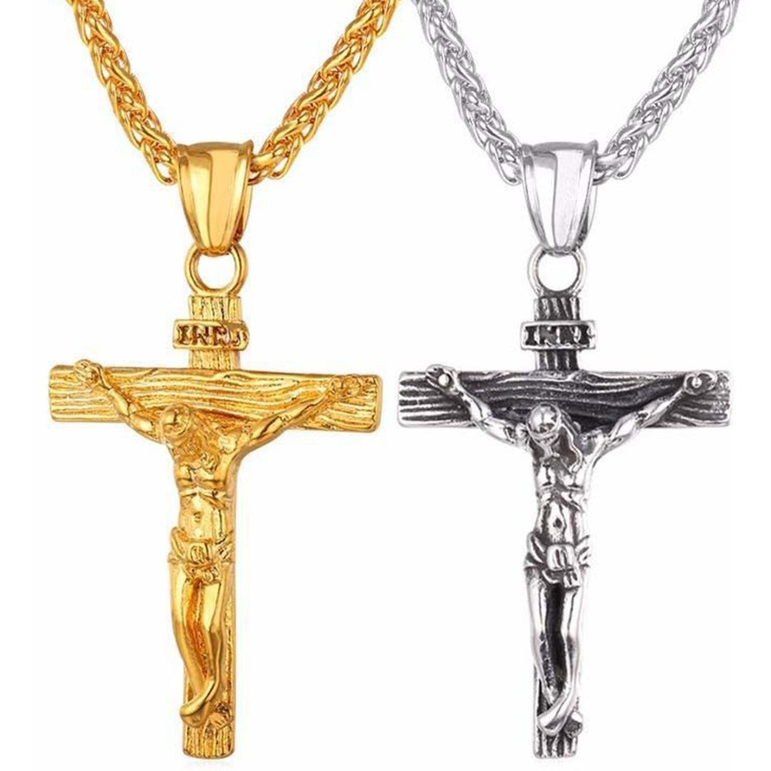 Vintage Cross Necklace | Silver or Gold | Adjustable 51-80cm | Floral or Cross Chain | Unisex