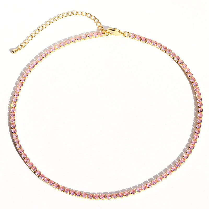 Colorful Zircon Bracelet | 3mm Copper | 7 Colors | Adjustable 33+7cm | Hip-Hop Women's Jewelry