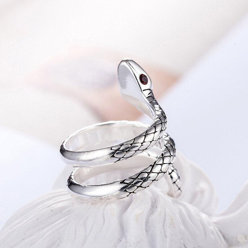 Vintage Snake Ring | 925 Sterling Silver | Adjustable | Women's & Couples Jewelry