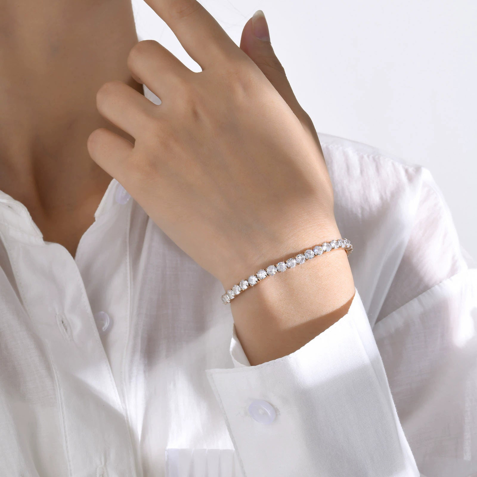 Tennis Bracelet | Crystal Diamond Style | Gold & Silver | Adjustable 17+5cm | Unisex