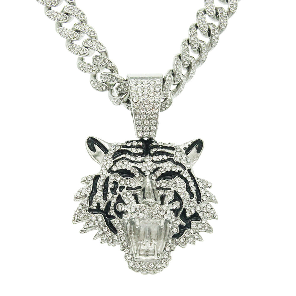 Collar con Colgante Cabeza de Tigre y Circón
