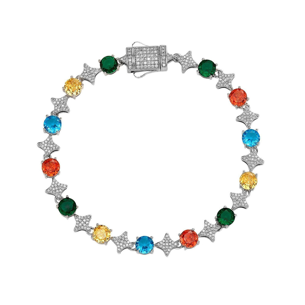 4MM Tennis Chain, 6MM Copper Zirconia Star Hip-hop Necklace, 8MM Starburst Bracelet Anklet, Factory