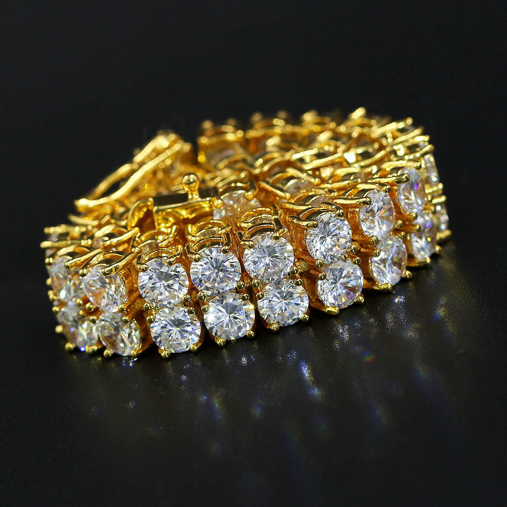 Hip Hop  Double-row 10mm Copper Micro-paved Zircon Bracelet, Hip Hop Bracelet, Personality Tennis Chain