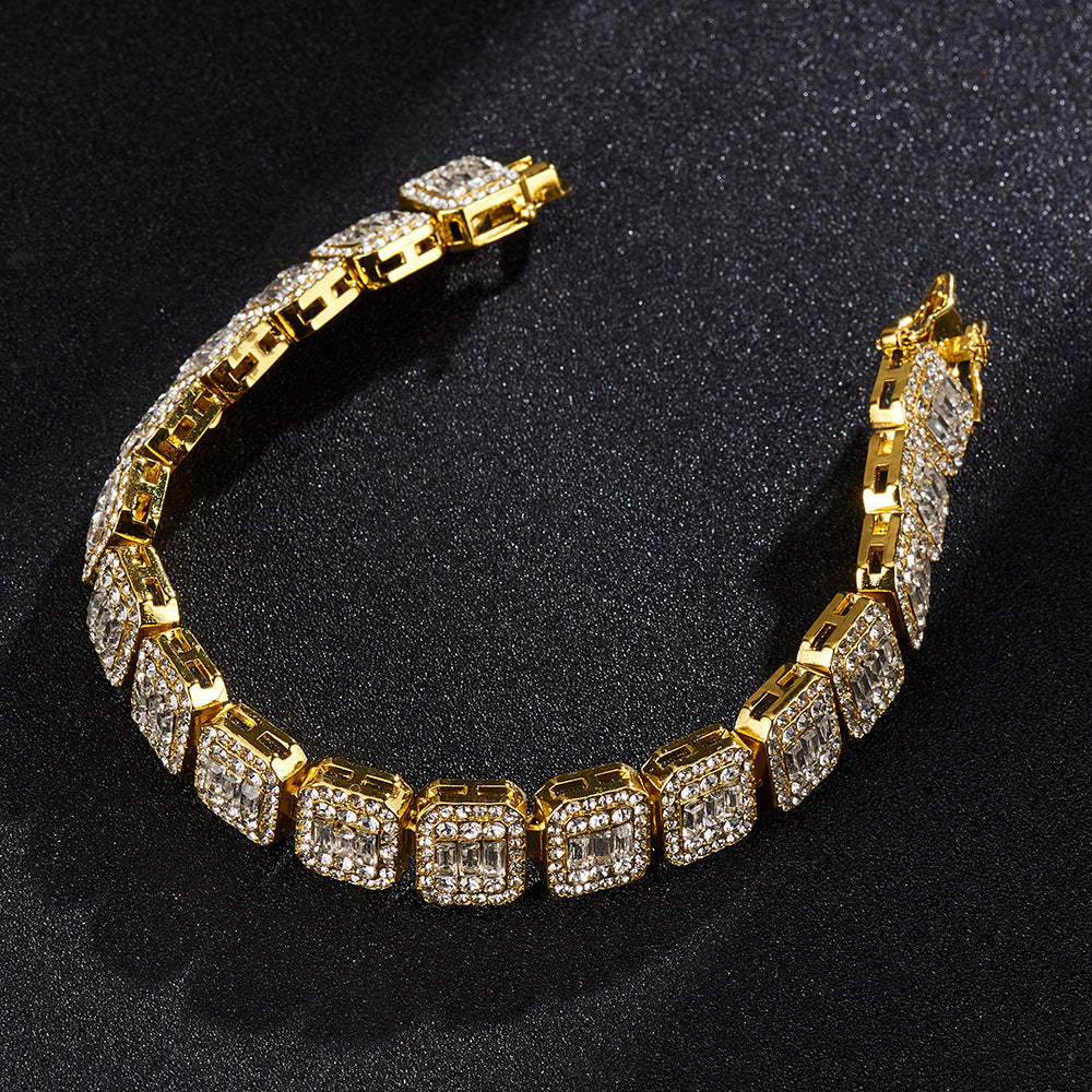 Square Cuban Chain | AAA Crystal | 12mm | Gold & Silver | Bracelet or Necklace | Hip-Hop Women's Jewelry