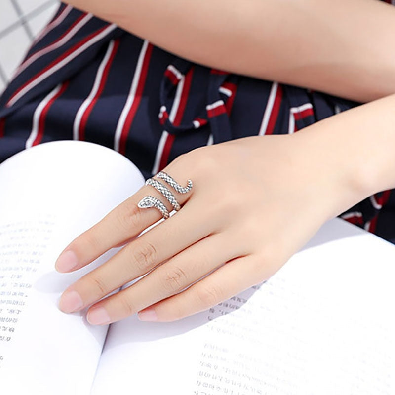 Vintage Snake Ring | 925 Sterling Silver | Adjustable | Women's & Couples Jewelry