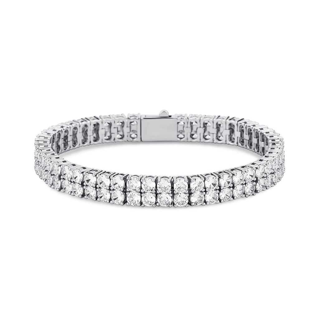 Hip Hop  Double-row 10mm Copper Micro-paved Zircon Bracelet, Hip Hop Bracelet, Personality Tennis Chain