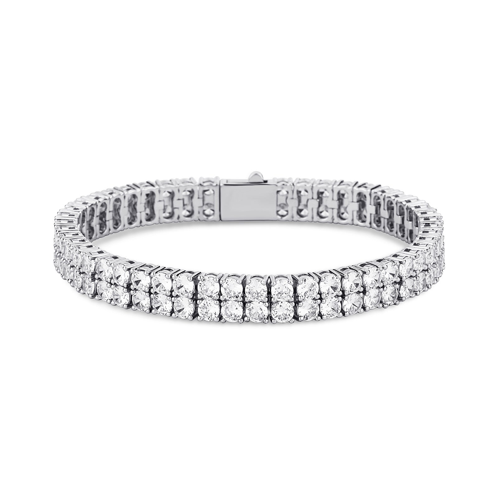 Hip Hop  Double-row 10mm Copper Micro-paved Zircon Bracelet, Hip Hop Bracelet, Personality Tennis Chain