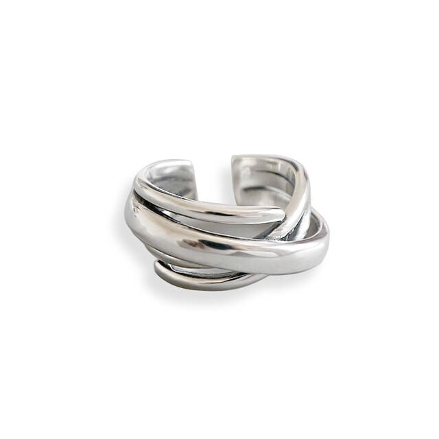 Geometric Knot Ring | Adjustable | White Copper | Minimalist Women's Statement Ring