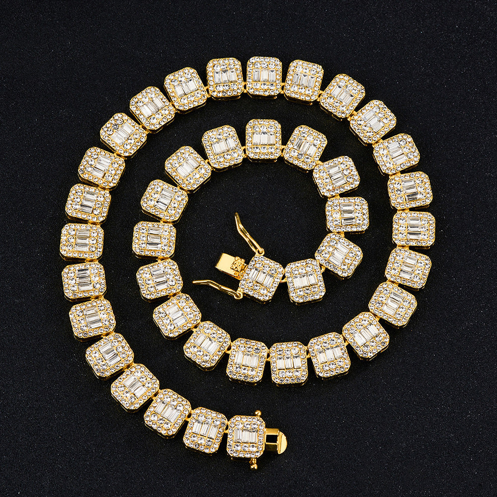 Square Cuban Chain | AAA Crystal | 12mm | Gold & Silver | Bracelet or Necklace | Hip-Hop Women's Jewelry