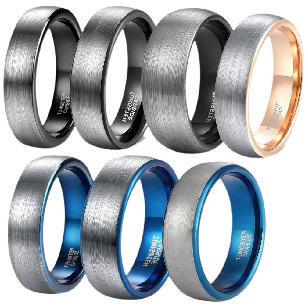 Double-tone Tungsten Steel Ring with 4mm to 8mm Beaded Pulling