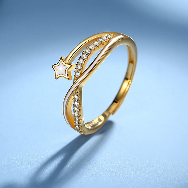 Alloy double-layer star line ring