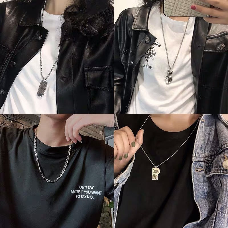 Hip-Hop Animal Pendant Necklace | Titanium Steel Box Chain | Vintage Finish | 51-80cm | Unisex | 80+ Designs