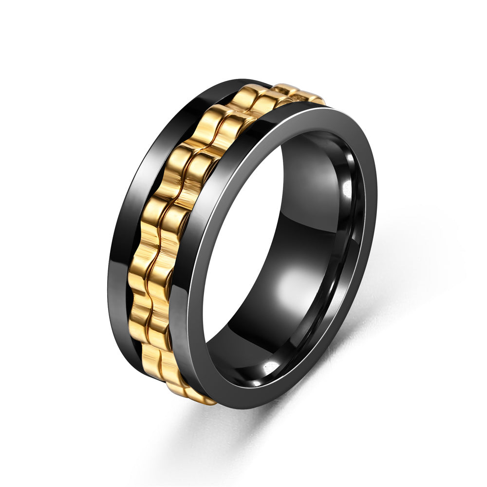 Anti-Stress Spinner Ring | Gear Design | Stainless Steel | 8 Colors | Sizes 6-13