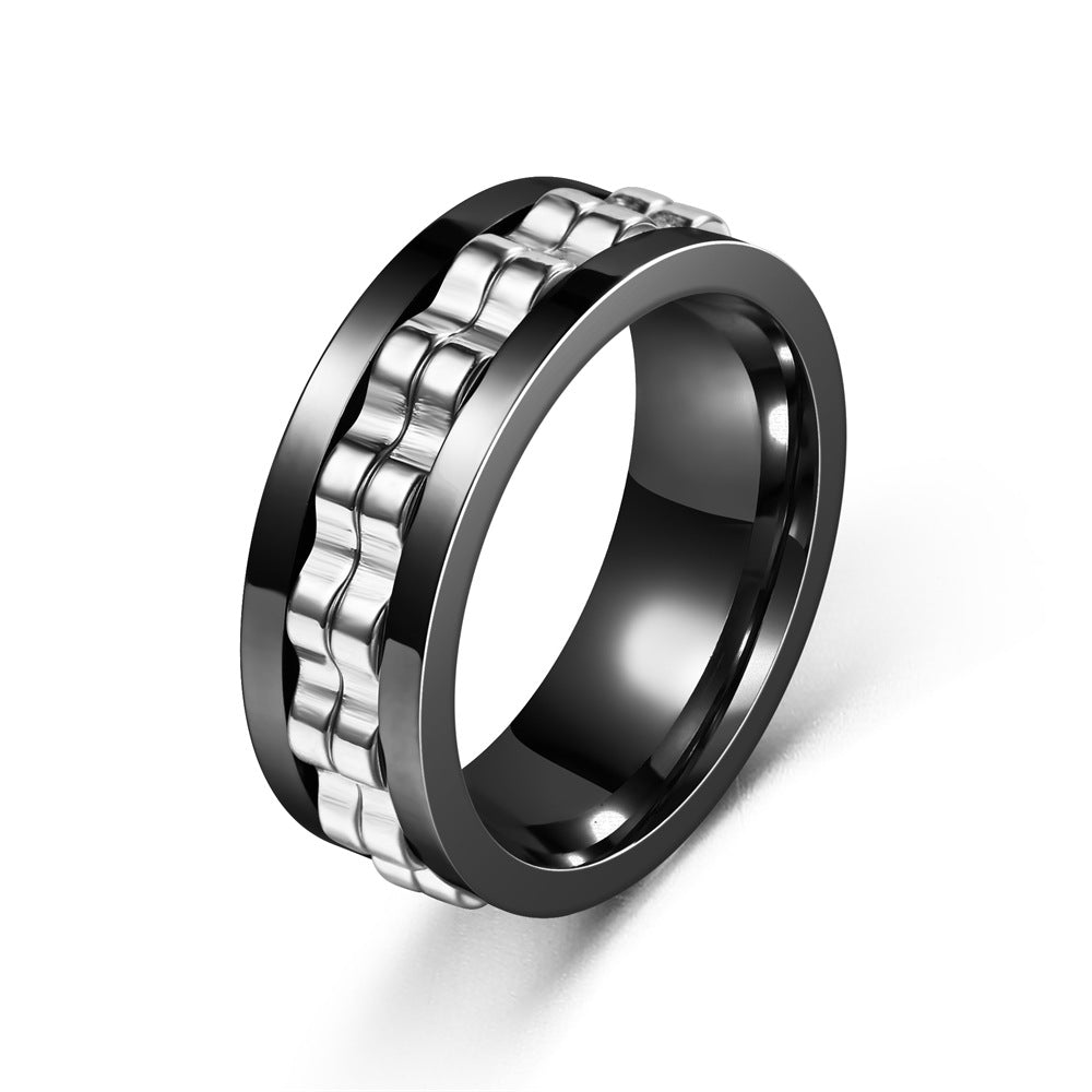 Anti-Stress Spinner Ring | Gear Design | Stainless Steel | 8 Colors | Sizes 6-13