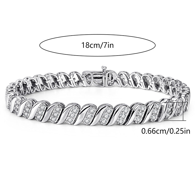 Spring Hook Cuban Chain Bracelet Copper Gold Plated Zircon Stone Hip Hop Fashion Design Jewelry