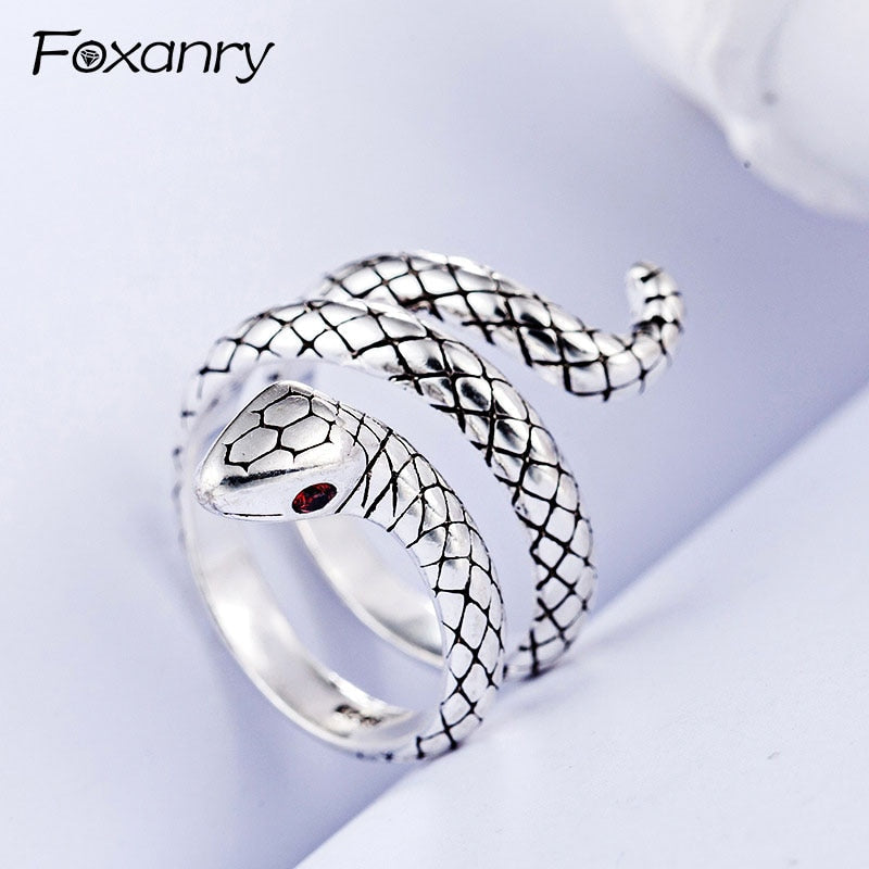 Vintage Snake Ring | 925 Sterling Silver | Adjustable | Women's & Couples Jewelry