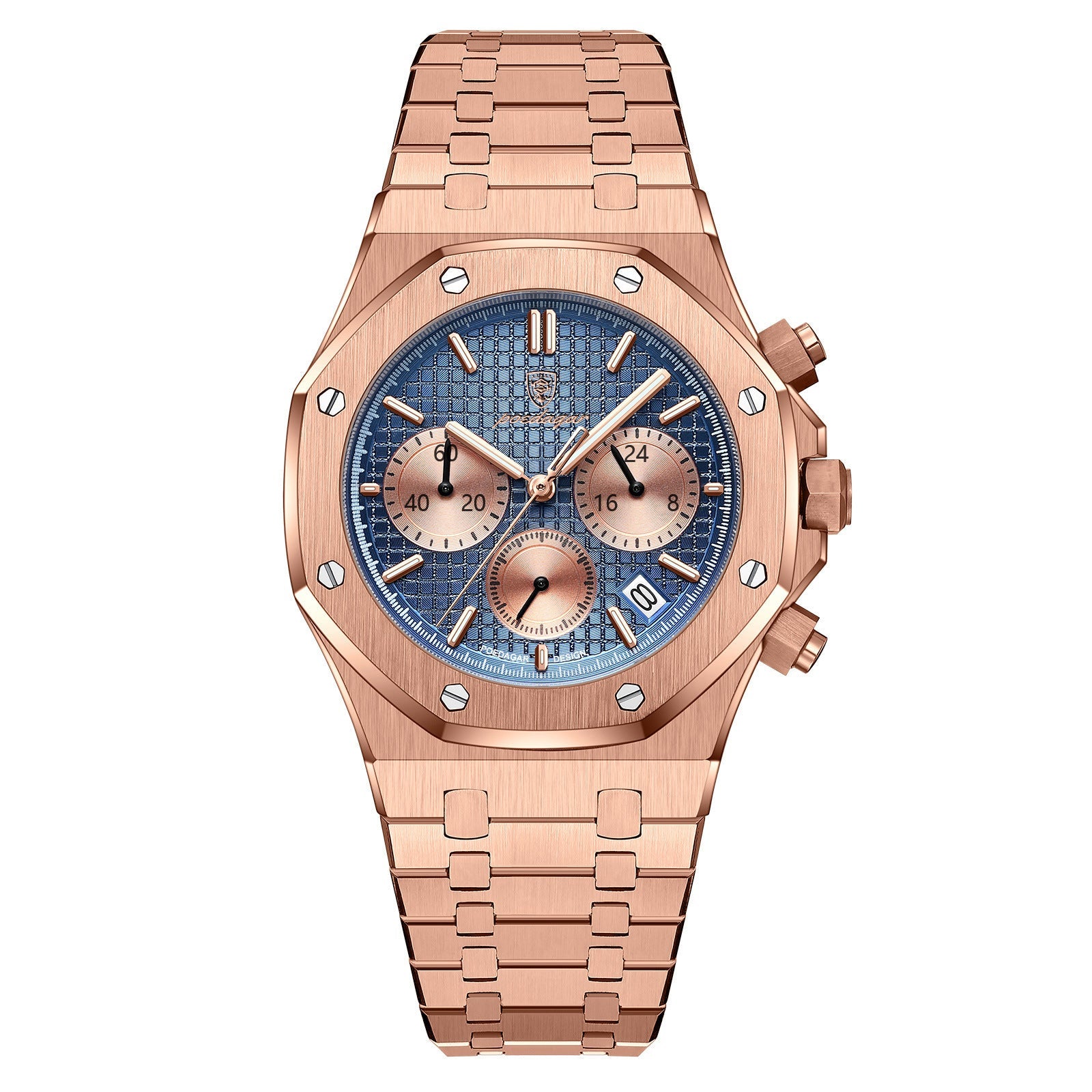 POEDAGAR 926 Men's Chronograph Watch | Stainless Steel | 42mm | 10 Styles | Rose Gold, Silver & Black