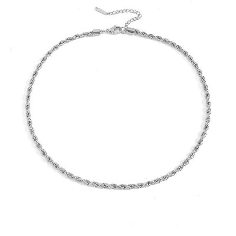 Twisted Chain Necklace | Stainless Steel | Silver, Gold & Rose Gold | 3mm & 4mm | Women's Fashion