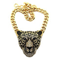 Halloween Leopard Head Iced Out Pendant Necklace For Women Hip Hop Jewelry Mens Cuban Link Chain Gothi Trend Jewelry Gift