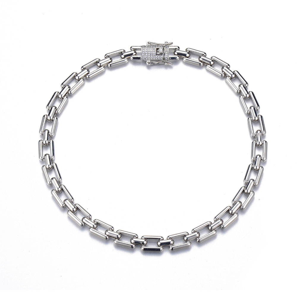 Jewelry 11mm Zinc Alloy Rhinestone Cuban Chain Personality Hip Hop Bracelet Simple Fashion Trend Jewelry