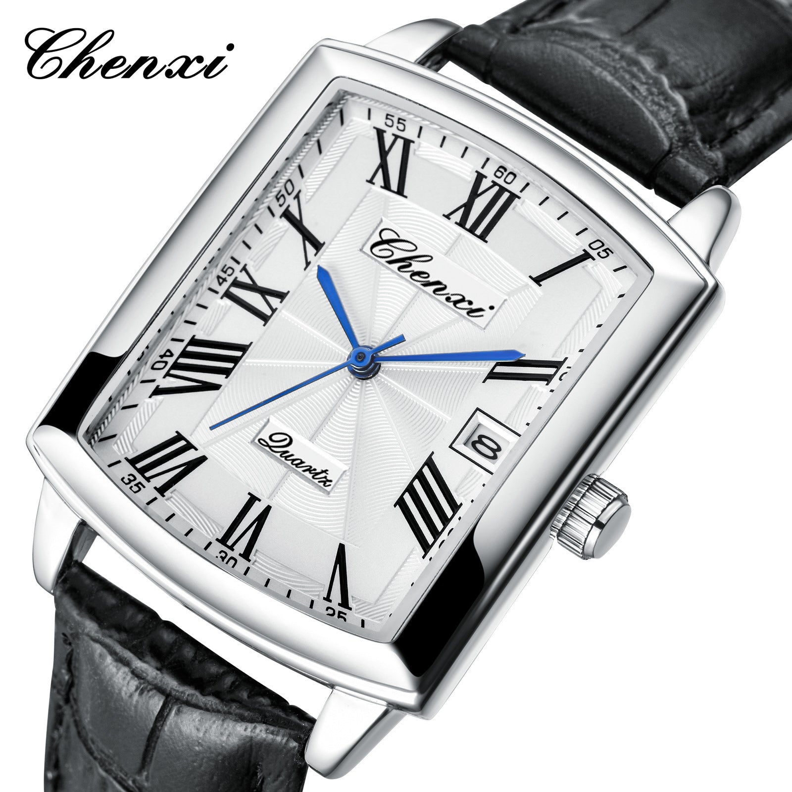 Couple's Casual Rectangular Watch | Genuine Leather Strap | Calendar & Night Light | His & Hers | CHENXI