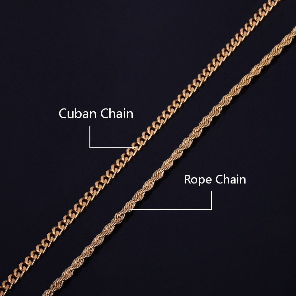 Hip-Hop Cross Necklace | Cubic Zircon Chain | Gold & Silver | Rope or Tennis Chain | 50cm | Men's Urban Jewelry
