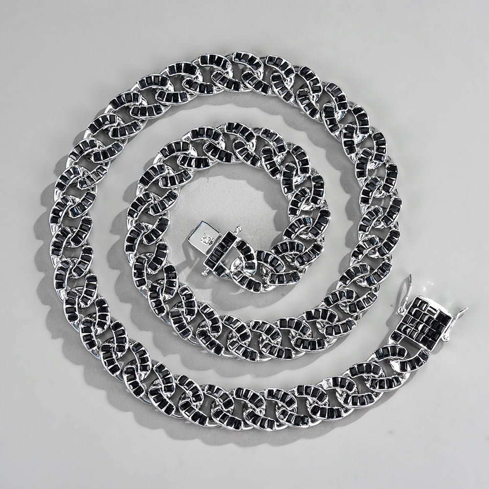 Cadena Cubana 13mm Strass Negro